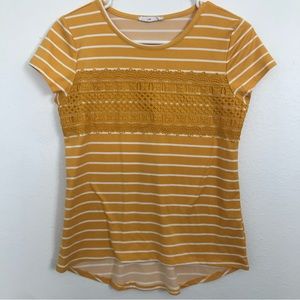 Girls Striped yellow and white Knit Works T-shirt (x-large)